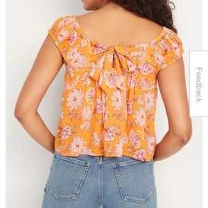 Floral-Print Tie-Back Swing Top